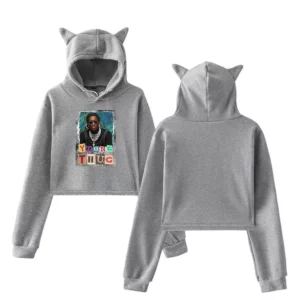 Young Thug Gray Cropped Hoodie