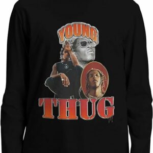 Young Thug T Shirts Mens Casual Graphic Cotton Crewneck Long Sleeve Shirt Soft Workout T-Shirt