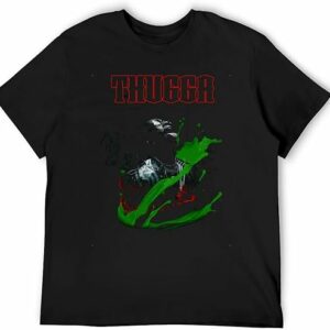 THUGGER T-Shirt Men's Short Sleeve Crewneck Shirts Classic Causal Retro Tops Black