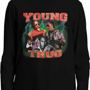 Young Thug Mens Casual Graphic Cotton Crewneck Long Sleeve Shirt Soft Workout T-Shirt