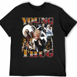 Young Thug T-Shirt Men's Short Sleeve Crewneck Shirts Classic Causal Retro Tops